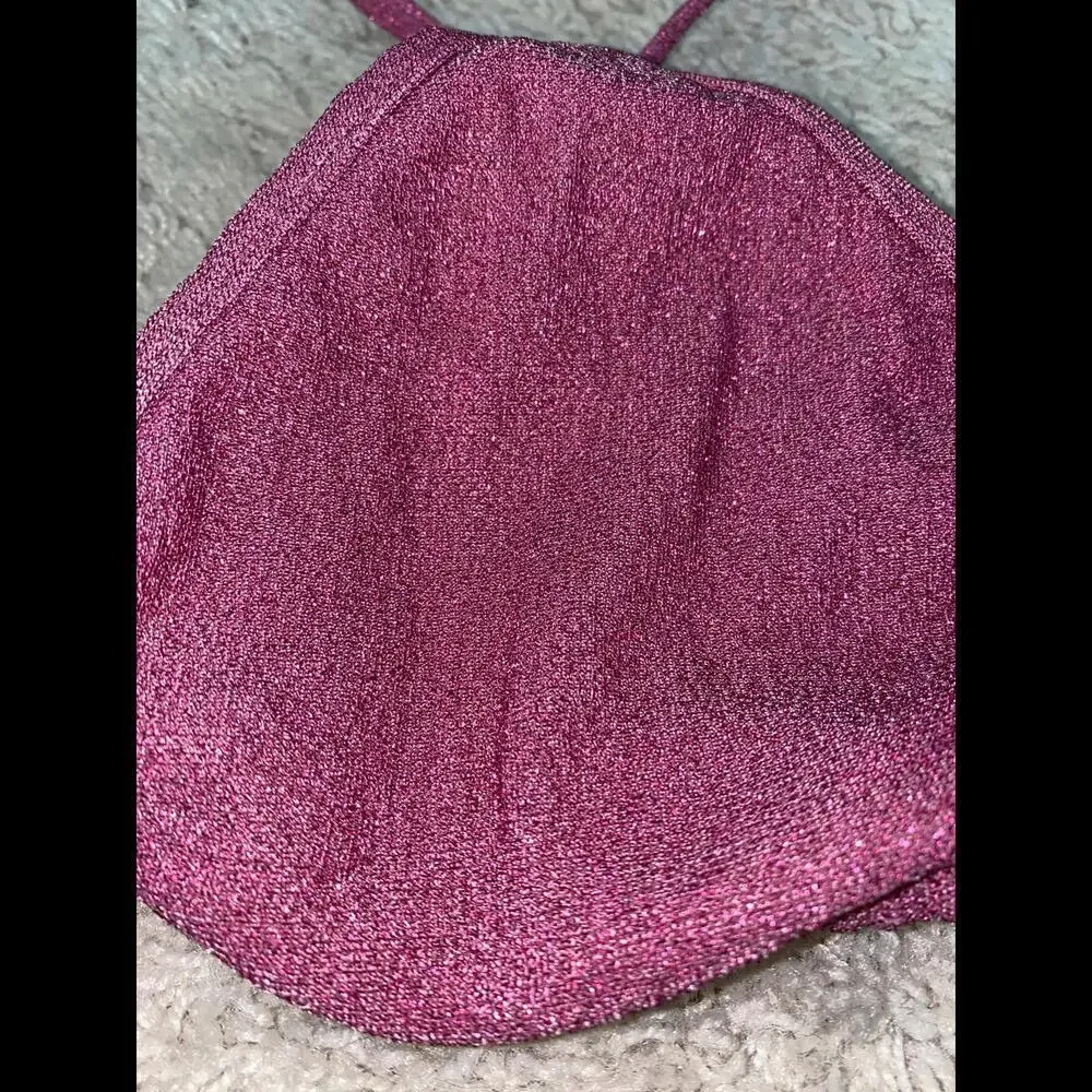 L.A. Hearts by PacSun Shimmering Pink Bikini Top - Size L - Chic Berry Color - Picture 2 of 3